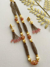 Designer Handcrafted Long Smoky Crystal Beaded Necklace Set By Gehna Shop Beads Jewellery
